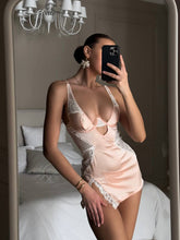 Duru Saten Mini Premium Babydoll Takım Somon