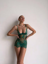 Aura Dantel Mini Premium Babydoll Takım Yeşil