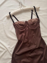 Anna İpeksi Saten Mini Balenli Gecelik - Günlük Elbise Kahverengi