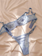 Elsa Basic Transparan Tül Balenli Demi Sütyen Takımı Mavi