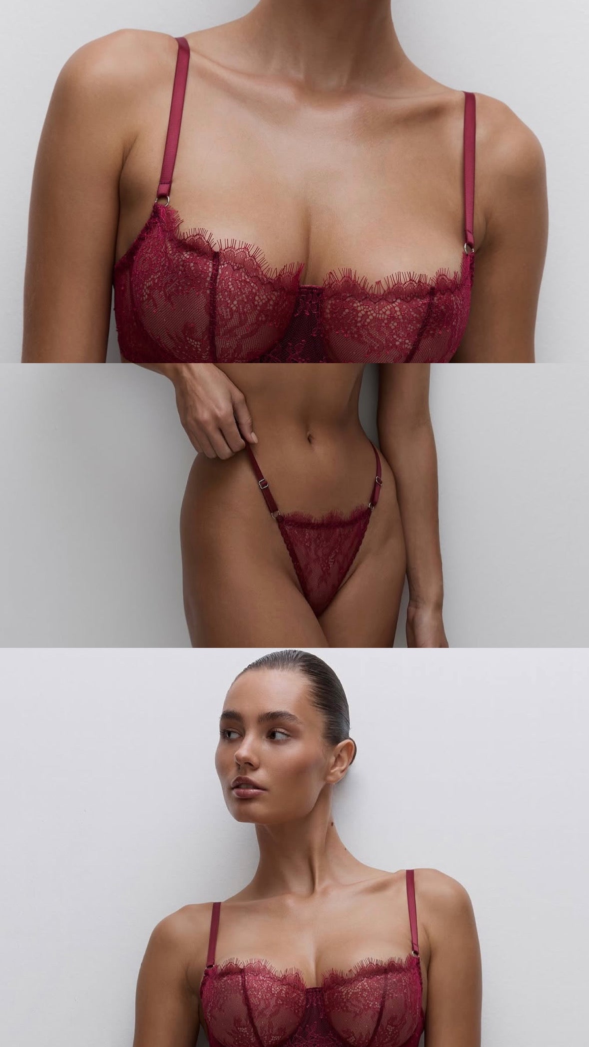 Monika Dantel Premium Balenli Balkonet Sütyen Takımı Bordo