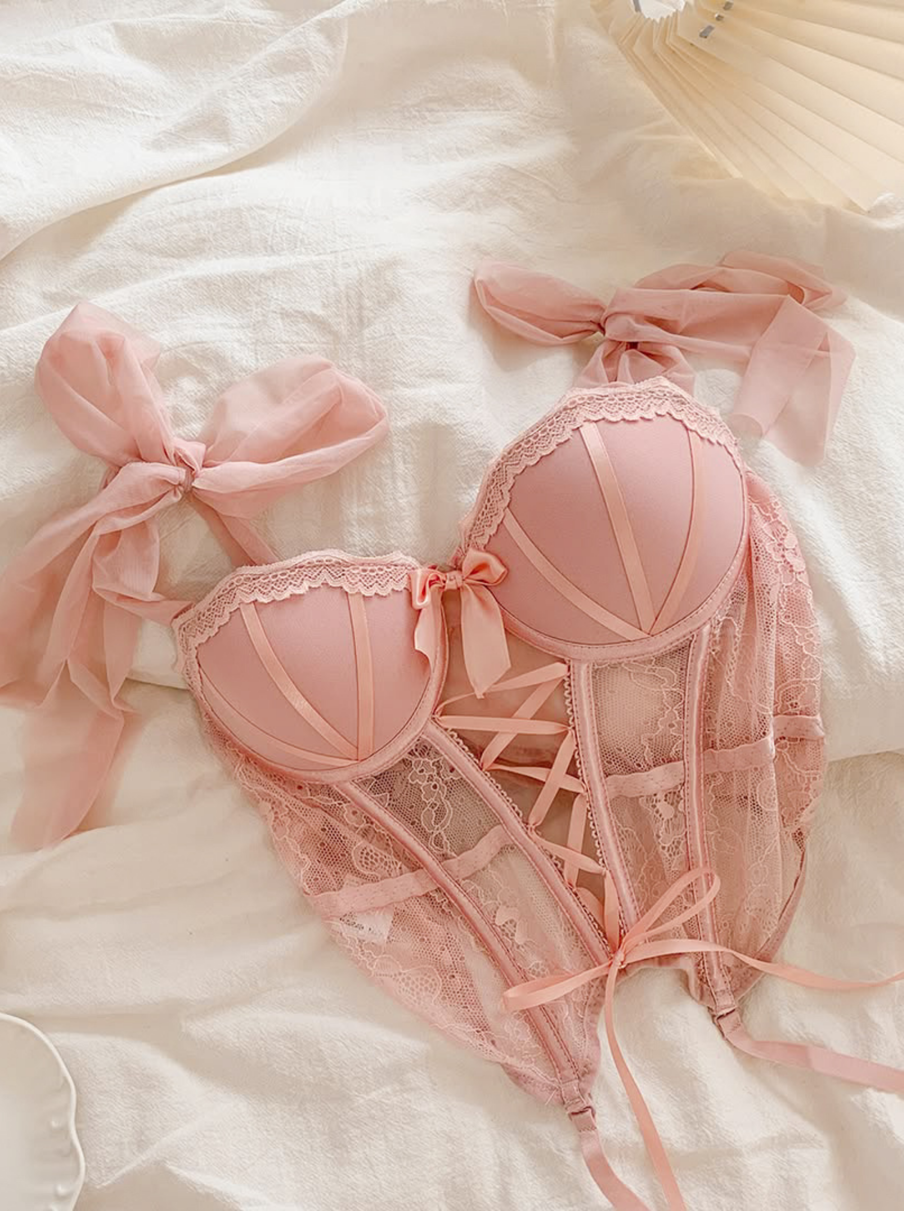 Lady Premium Balenli Balkonet Büstiyer Takımı Pembe