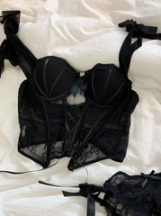 Lady Premium Balenli Balkonet Büstiyer Takımı Siyah