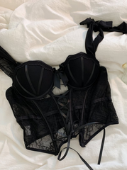 Lady Premium Balenli Balkonet Büstiyer Takımı Siyah