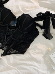 Lady Premium Balenli Balkonet Büstiyer Takımı Siyah