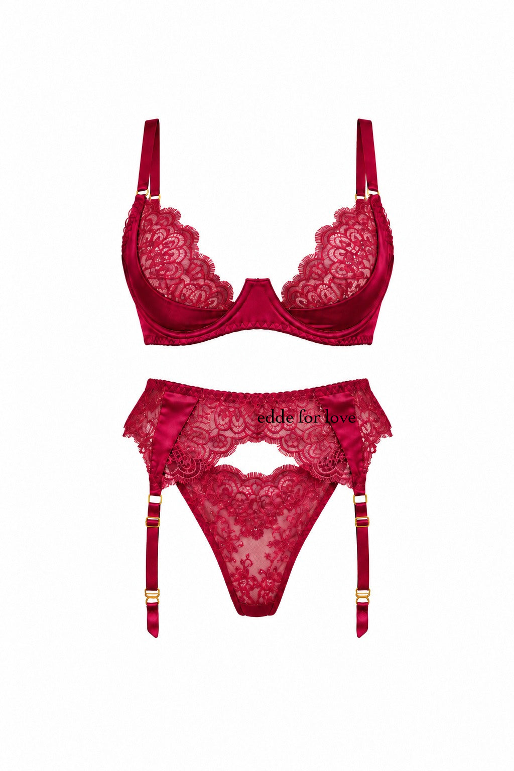 Amore Premium Eldivenli Jartiyer Set Bordo