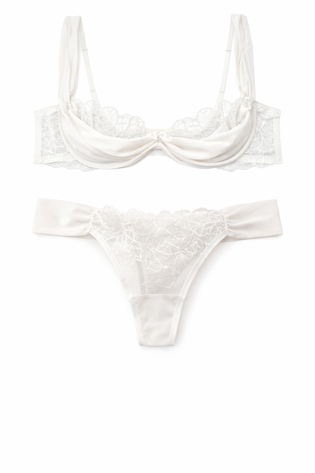 Bride Tül Detaylı Balenli Balkonet Sütyen Takımı Beyaz