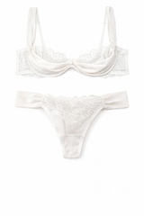 Bride Tül Detaylı Balenli Balkonet Sütyen Takımı Beyaz