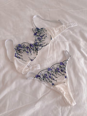 Myostis Çiçekli Balenli Balkonet Sütyen Takımı Beyaz