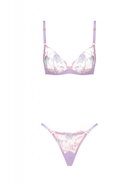 Lily Çiçekli Balenli Balkonet Sütyen Takımı Mor
