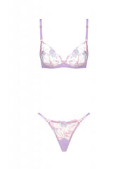 Lily Çiçekli Balenli Balkonet Sütyen Takımı Mor