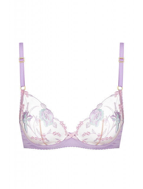 Lily Çiçekli Balenli Balkonet Sütyen Takımı Mor