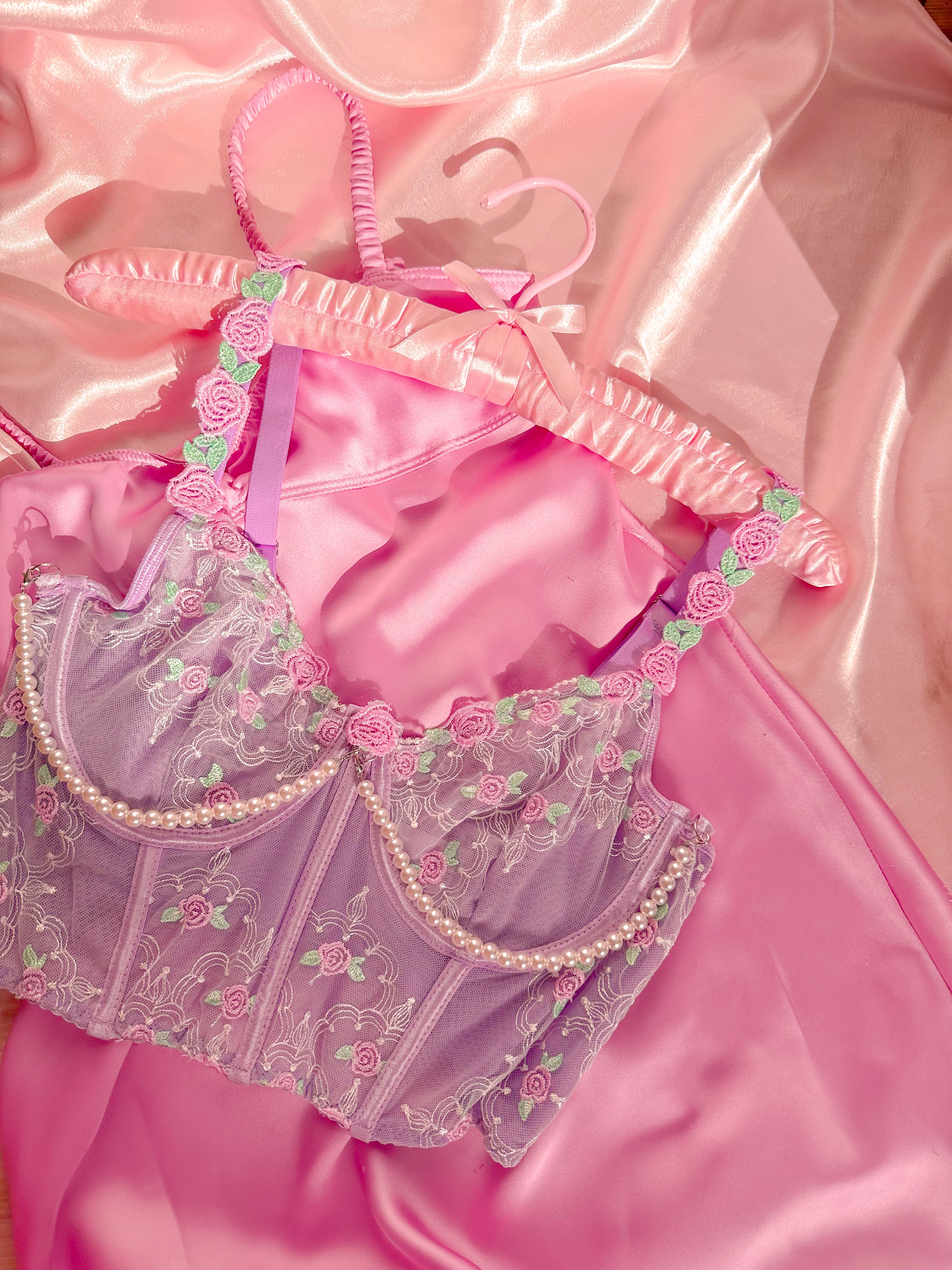 Mermaid Etekli Balenli Jartiyerli Büstiyer Takımı Lila