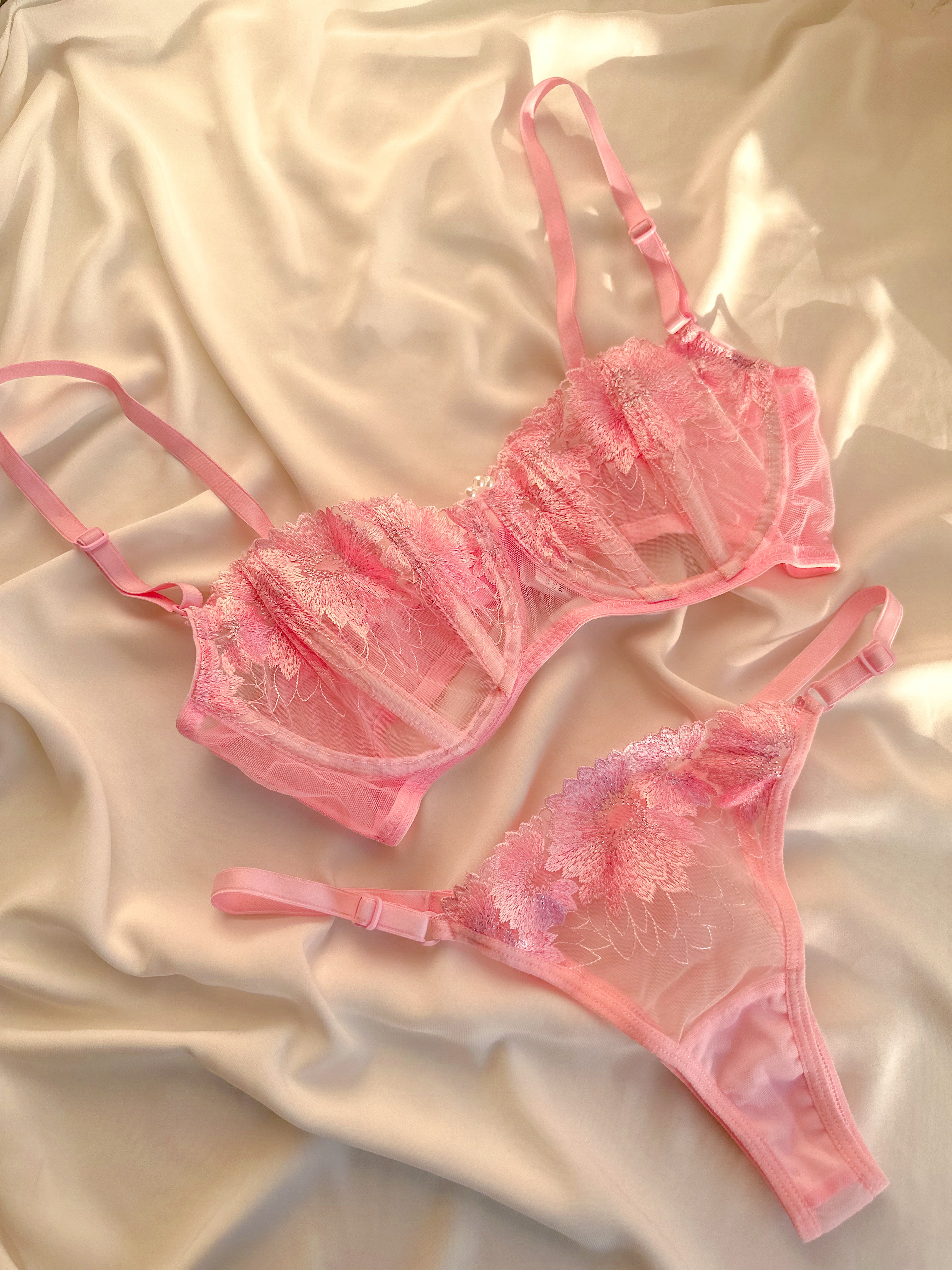 Victoria Premium Balenli Balkonet Sütyen Takımı Pembe