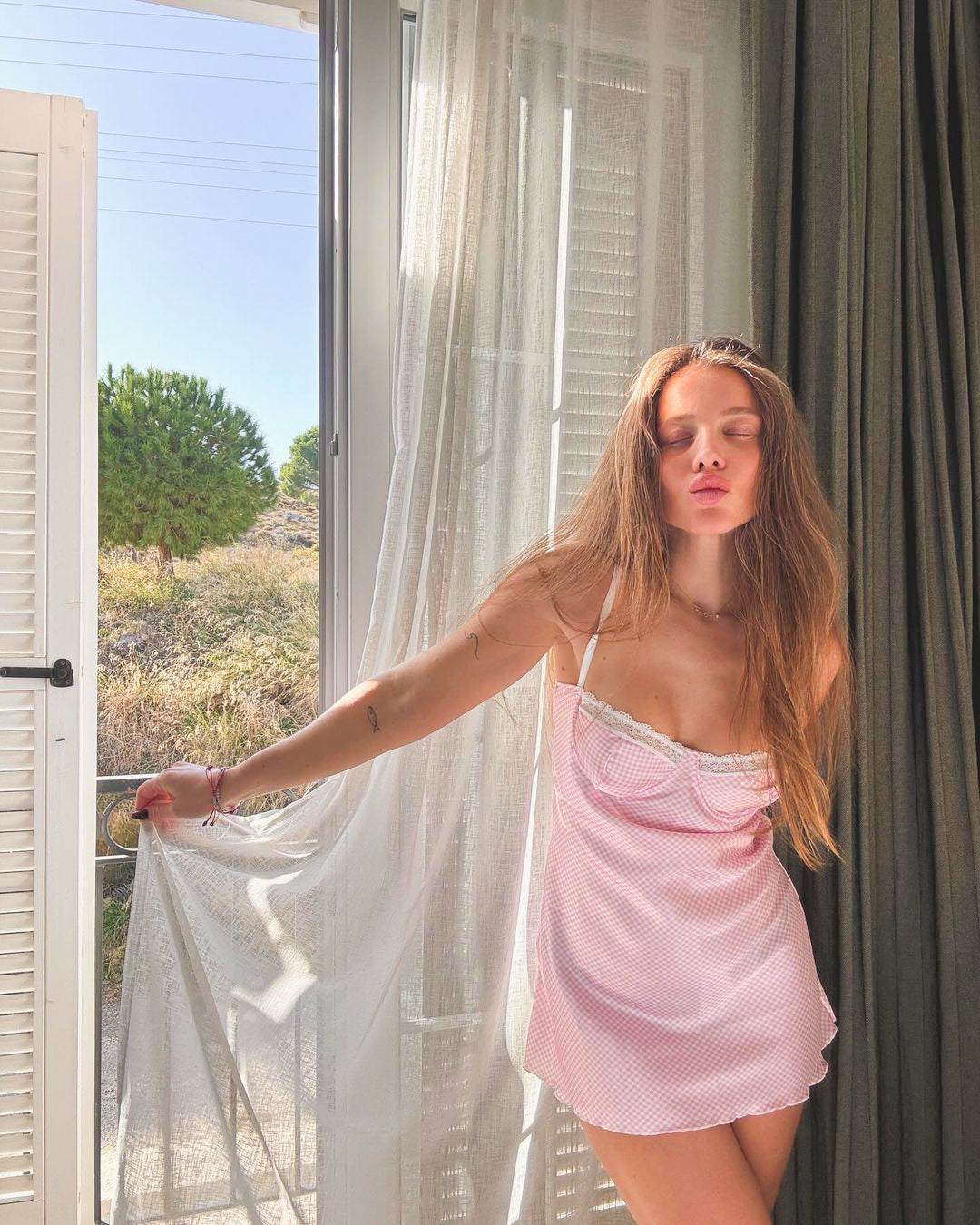 Prenses Saten Mini Balenli Gecelik - Günlük Elbise Pembe