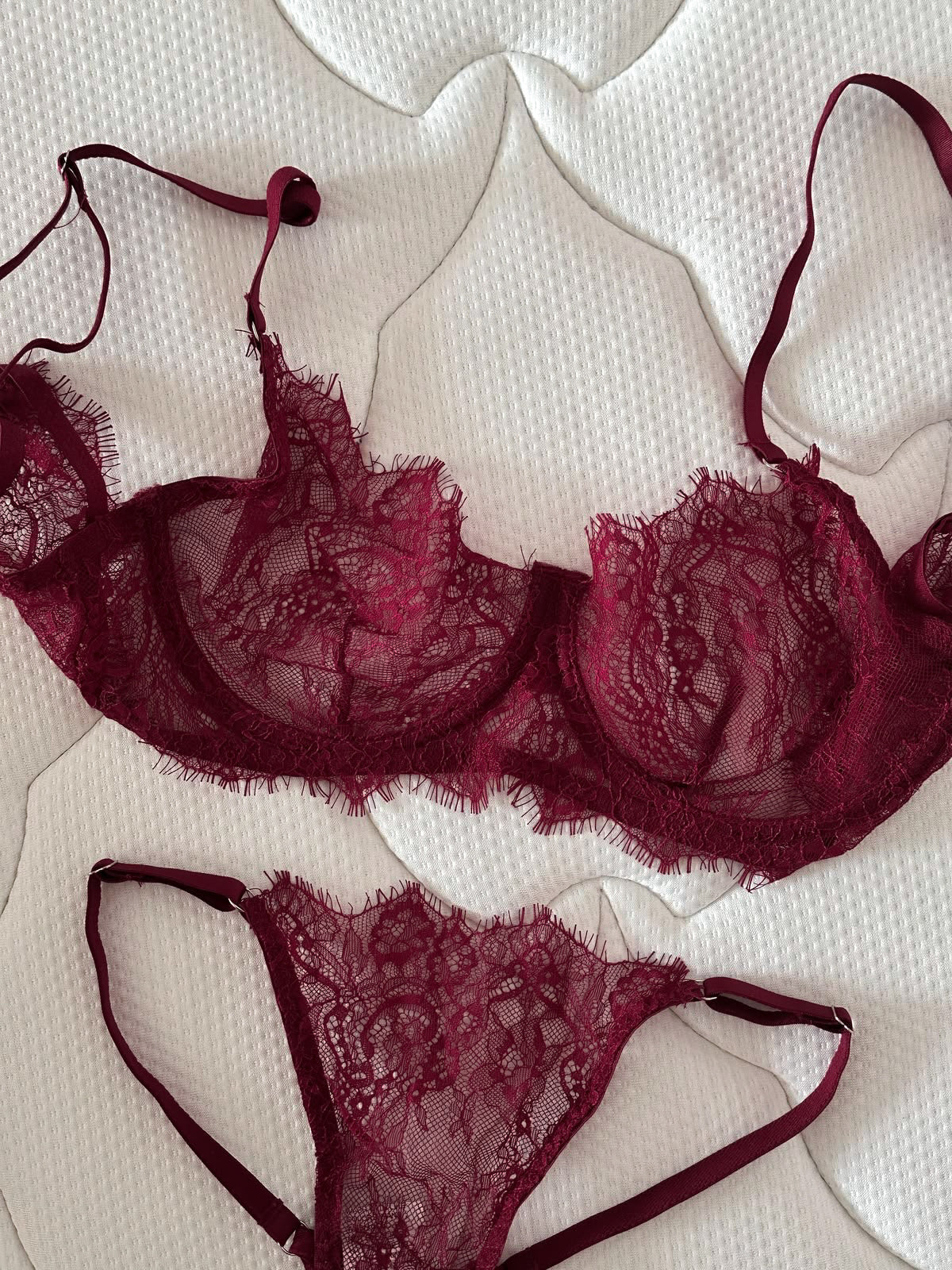 Monika Dantel Premium Balenli Balkonet Sütyen Takımı Bordo