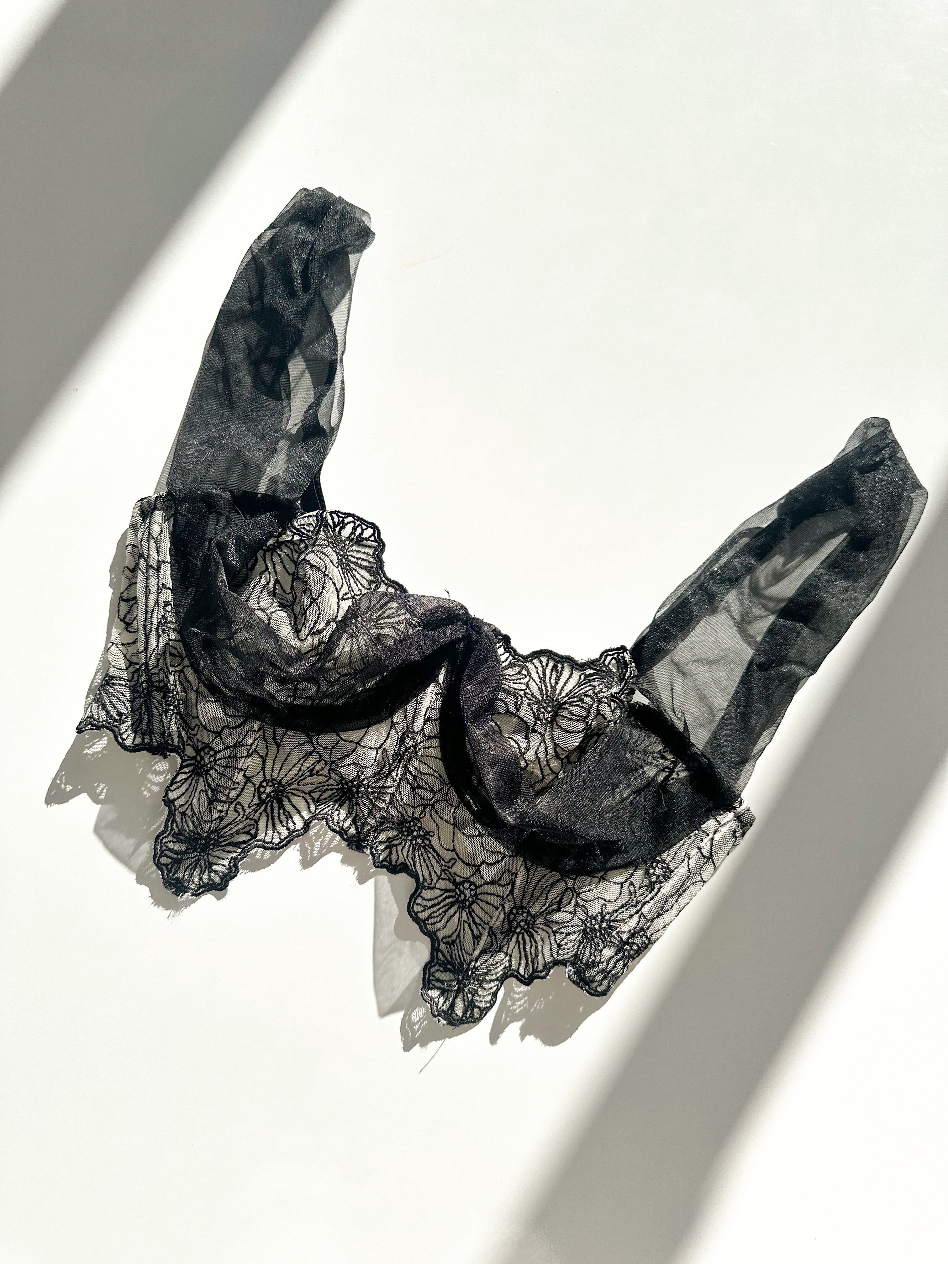 Sofia Tül Detaylı Premium Balenli Balkonet Büstiyer Takımı Siyah