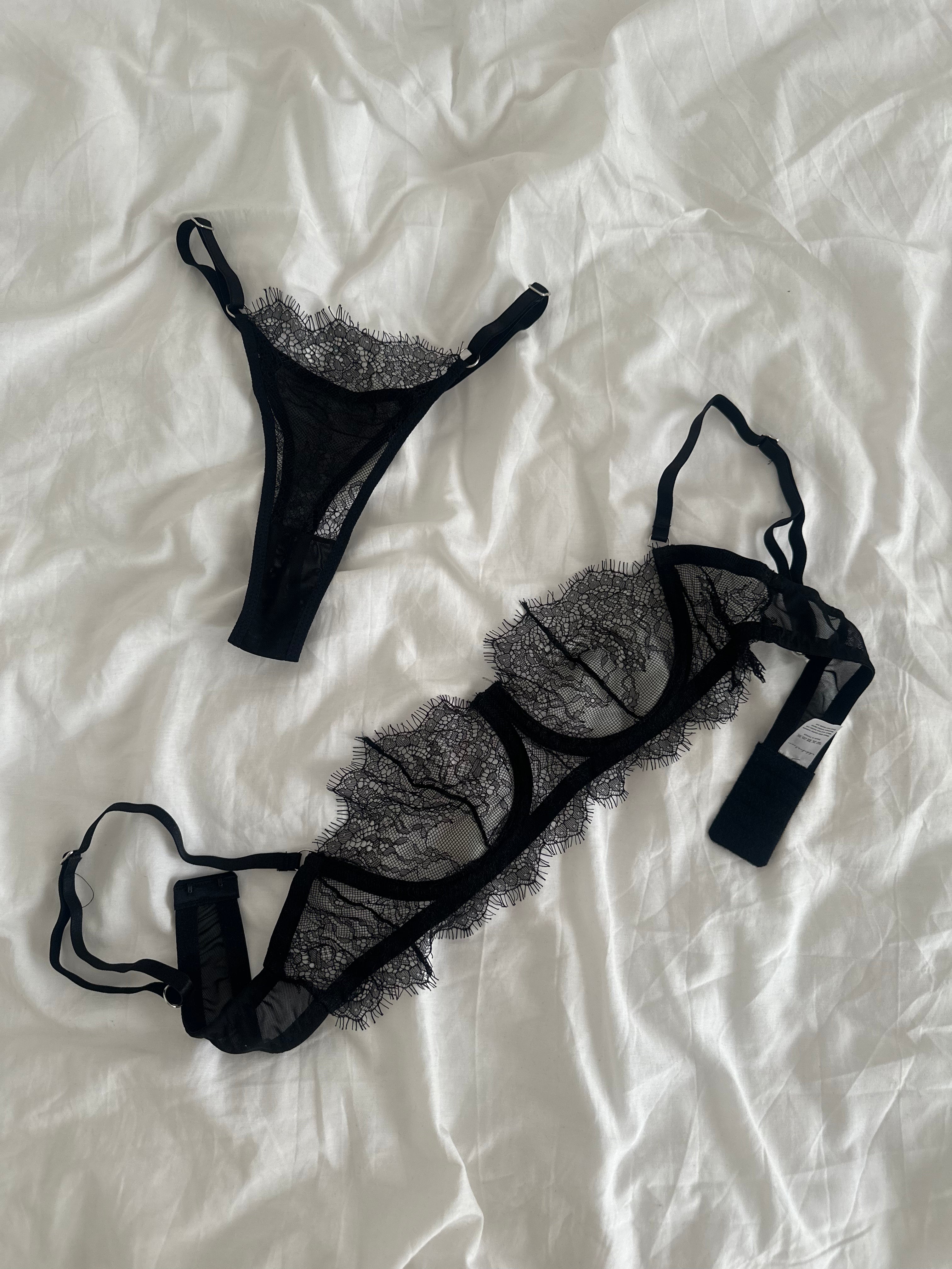 Monika Dantel Premium Balenli Balkonet Sütyen Takımı Siyah