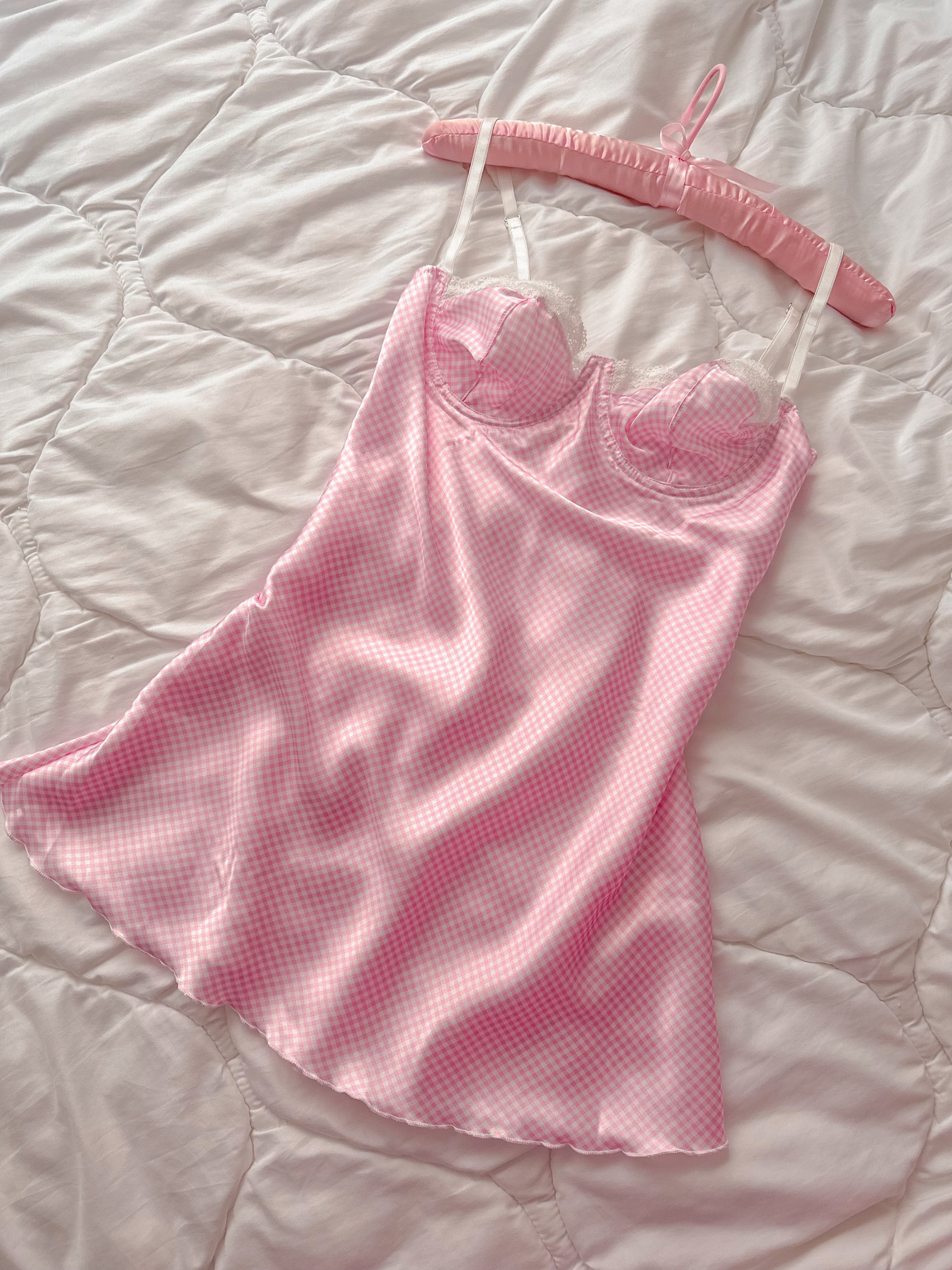 Prenses Saten Mini Balenli Gecelik - Günlük Elbise Pembe