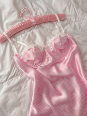 Prenses Saten Mini Balenli Gecelik - Günlük Elbise Pembe