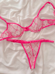 Private Love Desenli Balenli Jartiyerli Takım Pembe