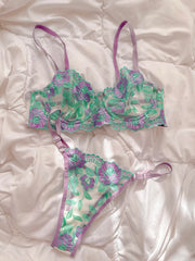 Ariel Renkli Çiçekli Balenli Balkonet Sütyen Takımı Çok Renkli