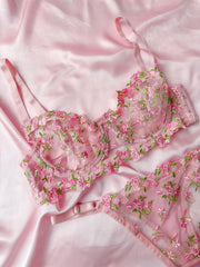Barbie Çiçekli Balenli Balkonet Sütyen Takımı Pembe