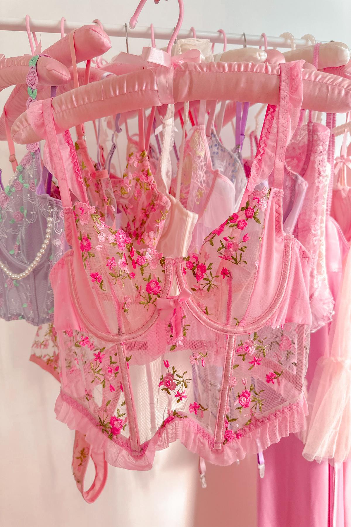 Barbie Çiçekli Balenli Büstiyer Pembe