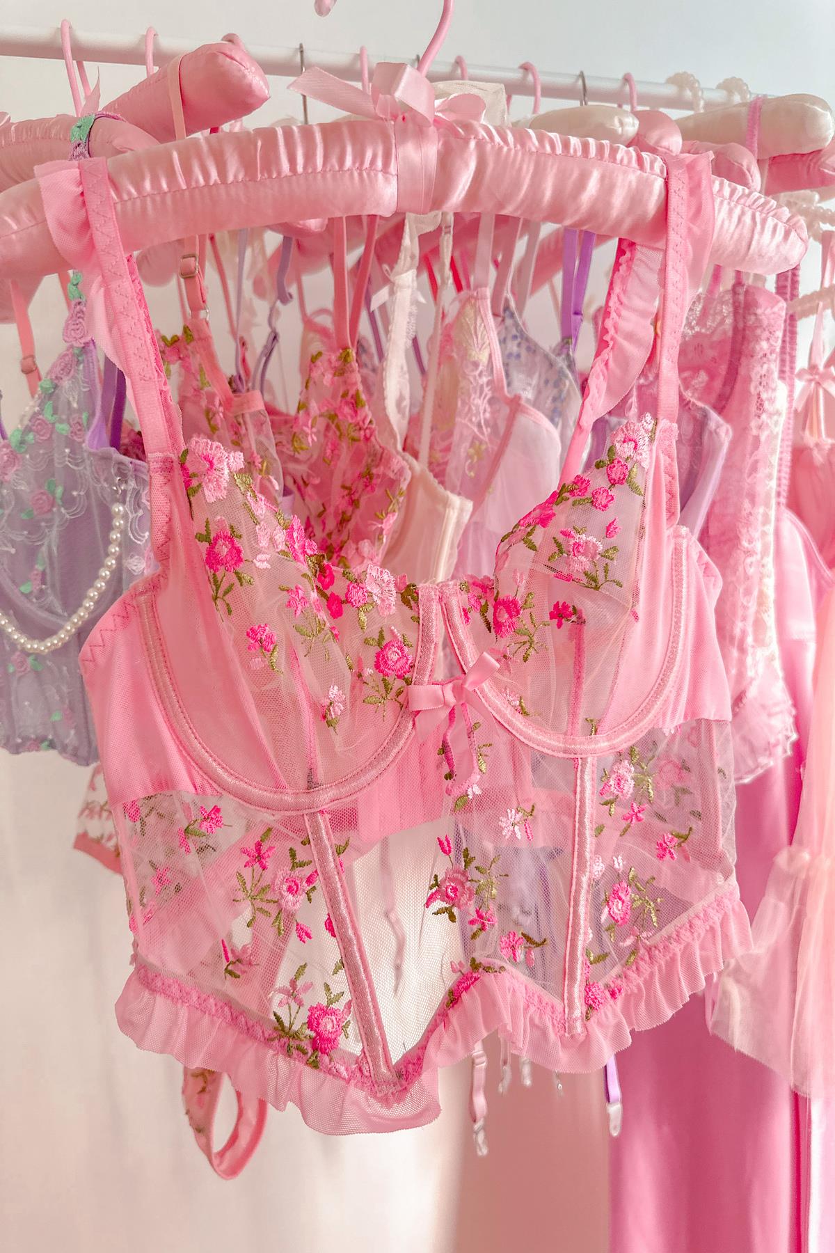 Barbie Çiçekli Balenli Büstiyer Pembe