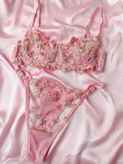 Barbie Çiçekli Balenli Balkonet Bodysuit ve Sütyen Takımı Pembe