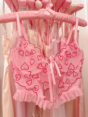 Barbie Kalpli Volanlı Balenli Büstiyer Pembe