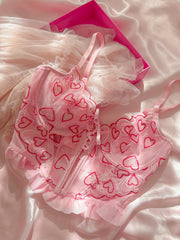 Barbie Kalpli Volanlı Balenli Büstiyer Pembe
