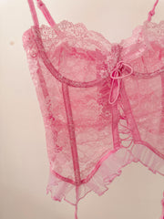 Barbie Vintage Balenli Jartiyerli Büstiyer Pembe