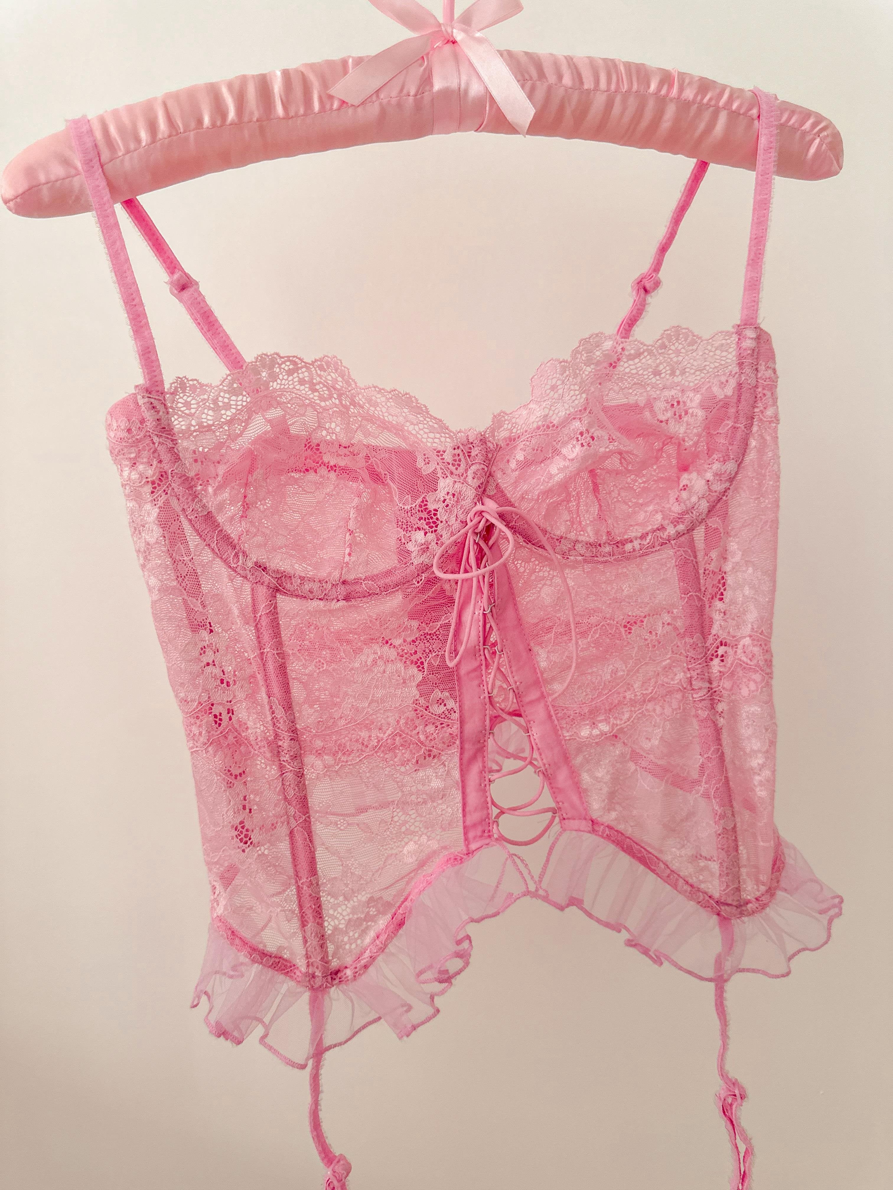Barbie Vintage Balenli Jartiyerli Büstiyer Pembe