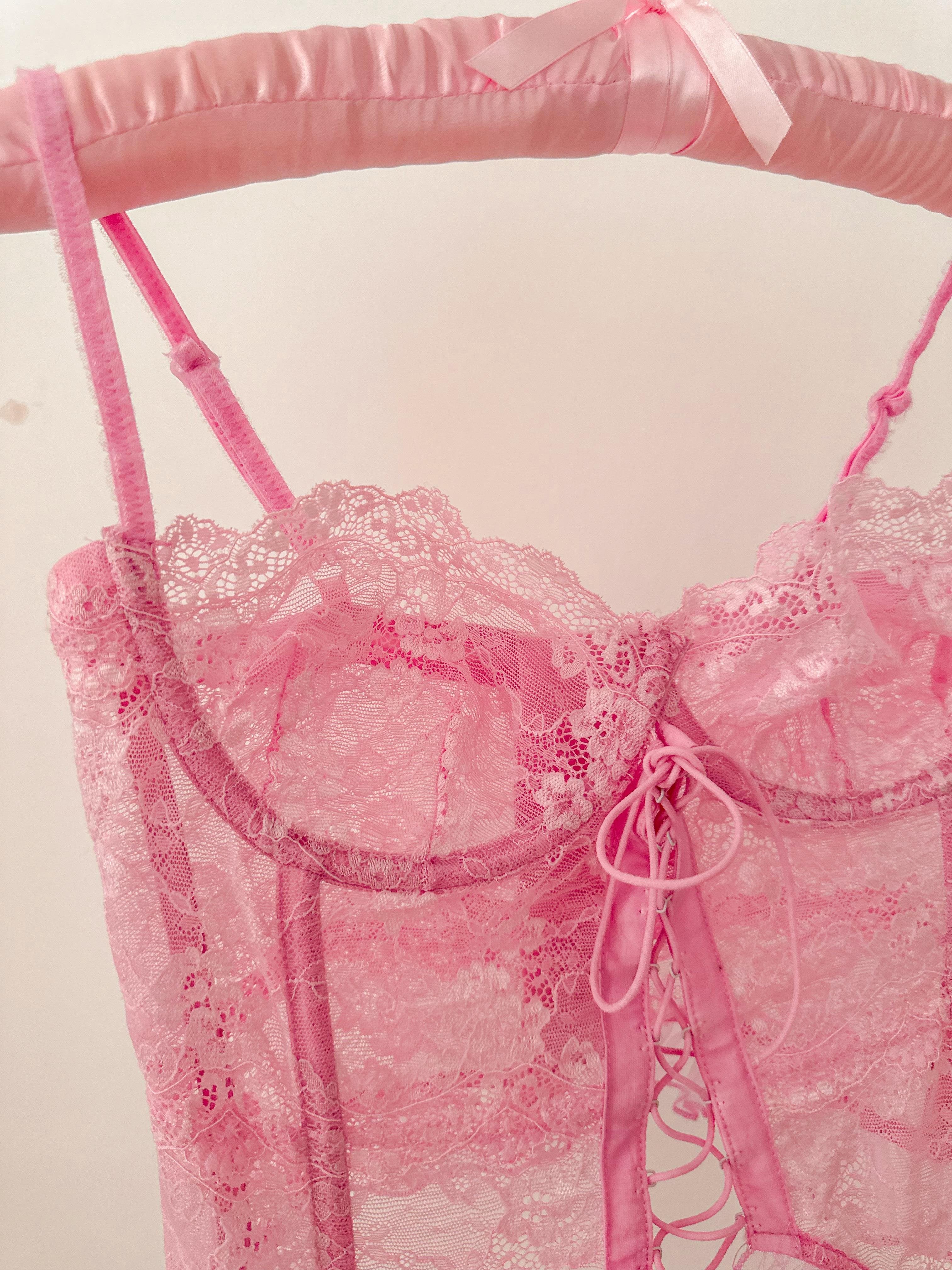 Barbie Vintage Balenli Jartiyerli Büstiyer Pembe