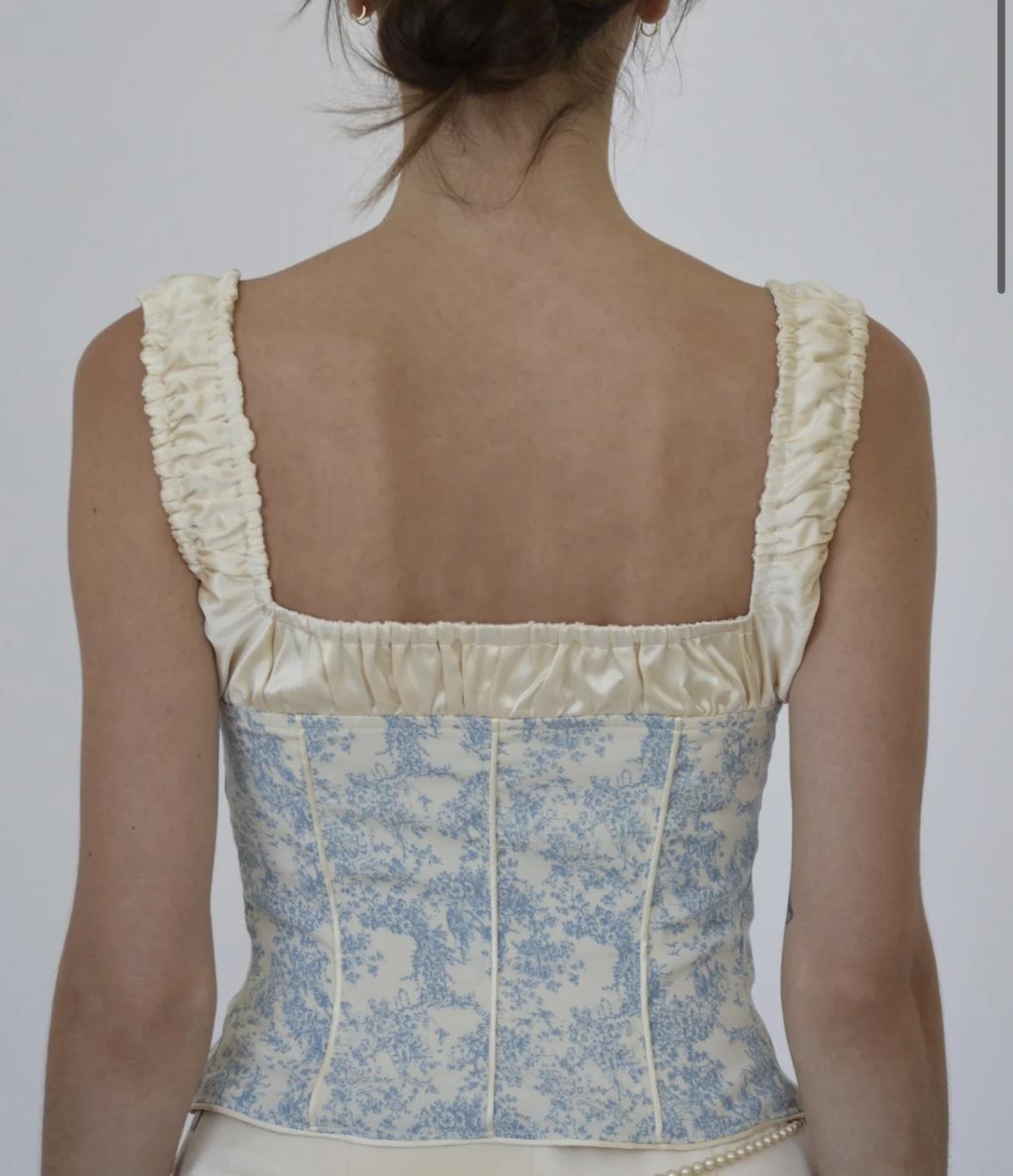 Elsa Bağcıklı Vintage Büstiyer Mavi