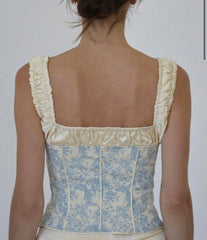 Elsa Bağcıklı Vintage Büstiyer Mavi