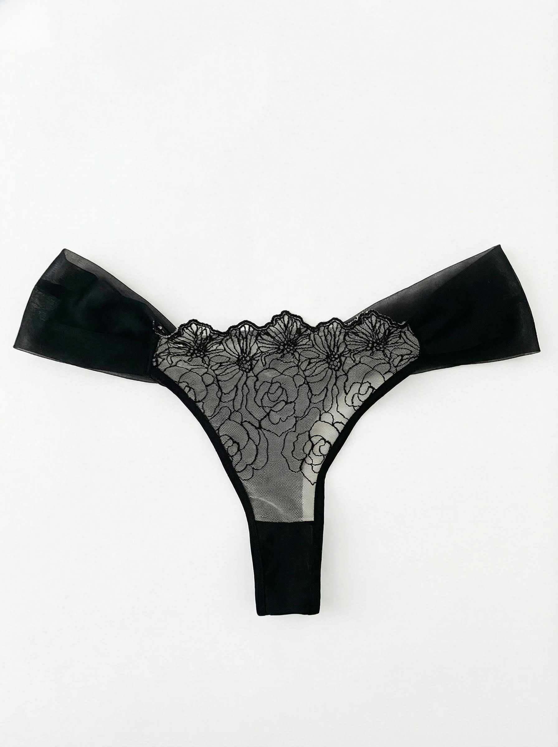 Sofia Tül Detaylı Premium Balenli Balkonet Büstiyer Takımı Siyah