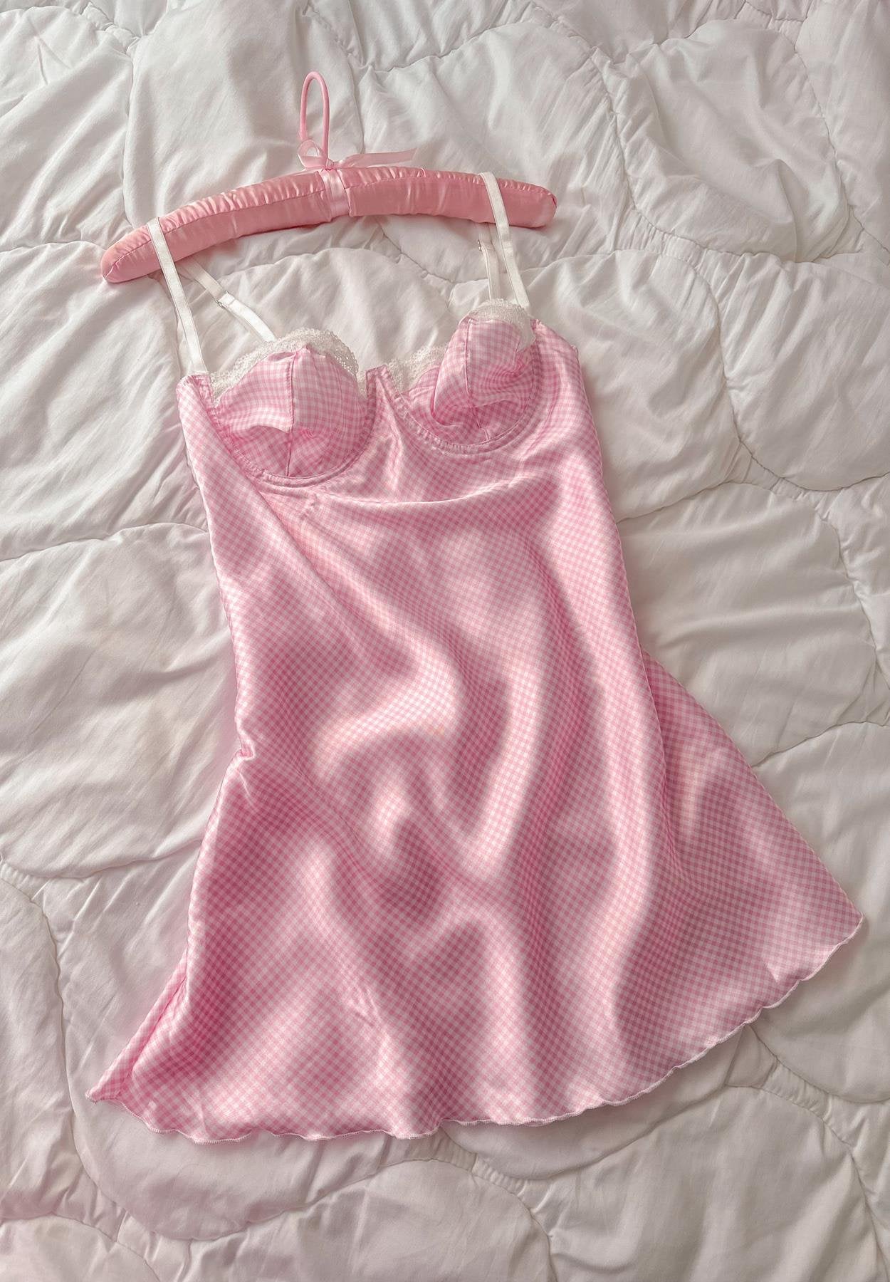 Prenses Saten Mini Balenli Gecelik - Günlük Elbise Pembe