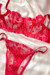 Vday Kalpli Balenli Balkonet Sütyen Takımı Kırmızı