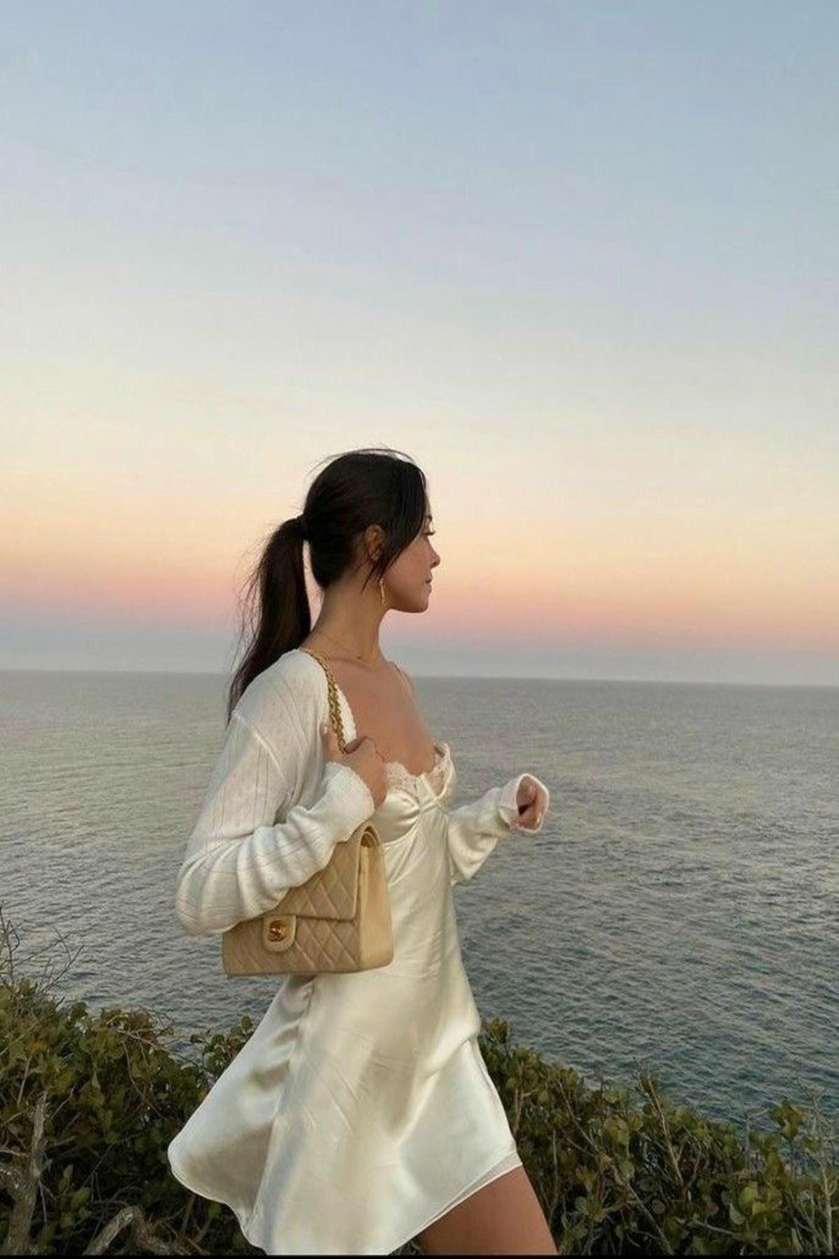 Bride İpeksi Saten Mini Balenli Gecelik - Günlük Elbise Beyaz